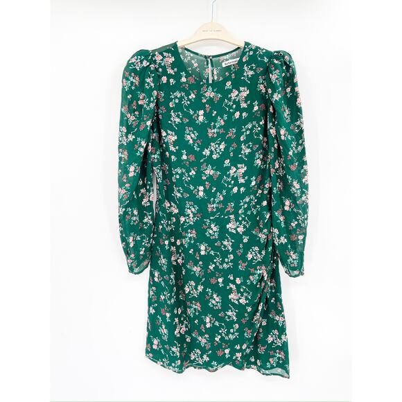 Reformation Juni Emilia Green Floral Print Long Sleeve Mini Dress Size 10 NWT - Picture 4 of 8